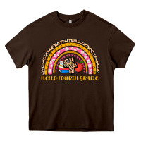 Chocolate Brown back to school rainbow hello fourth grade Heavy Core Tee - AdoDesignShop