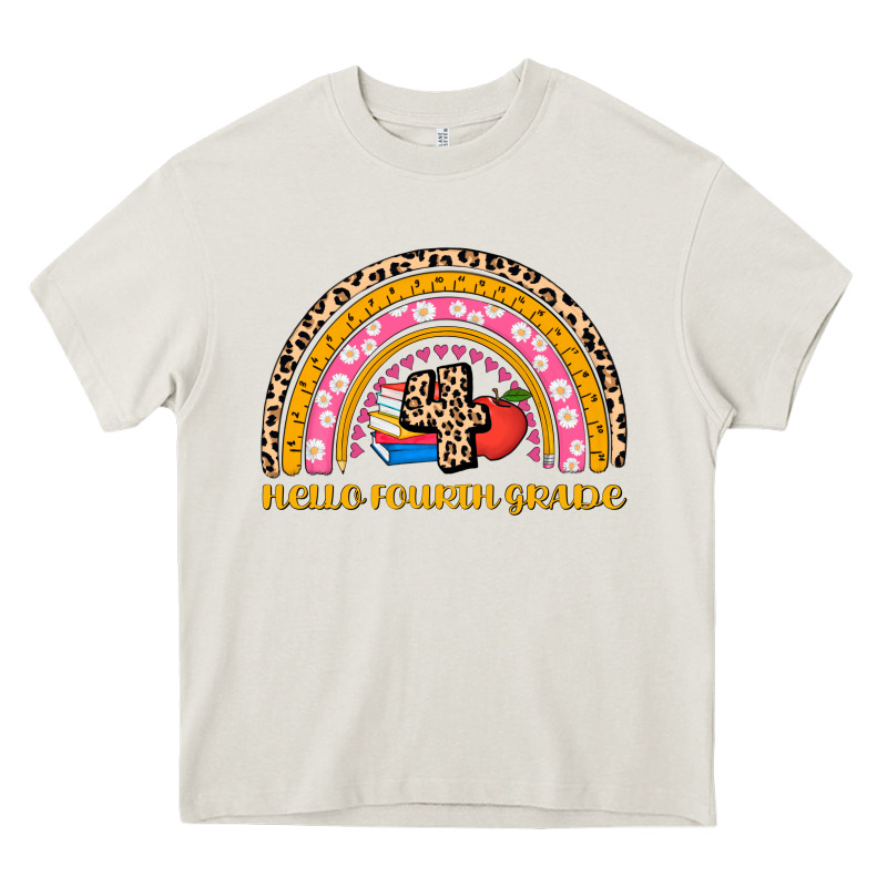 Back To School Rainbow Hello Fourth Grade Heavy Core Tee by AdoDesignShop | Teevron
