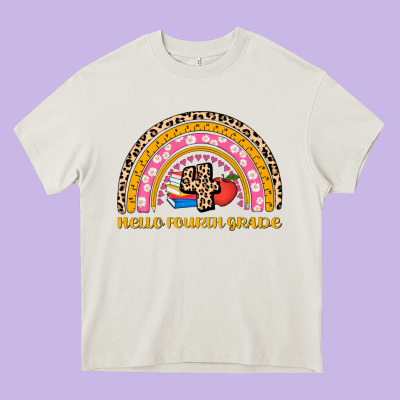 Back To School Rainbow Hello Fourth Grade Heavy Core Tee Designed By Adodesignshop