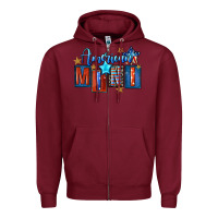 Burgundy American mini 4th of july Zipper Hoodie - FaDigitalArtStudio