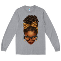 Afro Messy Bun Leopard Bow Long Sleeve Tee | Teevron