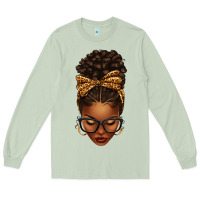 Matcha afro messy bun leopard bow Long Sleeve Tee - texasbilliewilder