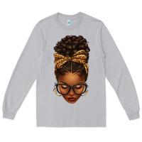 Moon Dust afro messy bun leopard bow Long Sleeve Tee - texasbilliewilder