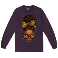 Plum afro messy bun leopard bow Long Sleeve Tee - texasbilliewilder