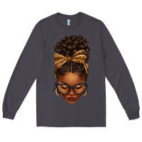 Smoke afro messy bun leopard bow Long Sleeve Tee - texasbilliewilder