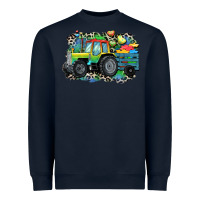Navy Autism farm tractor Heavyweight Sweatshirt - CowGirlArtShop