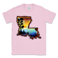 Bubblegum Pink louisiana  sunset map Classic Tee - BarkalooDesign