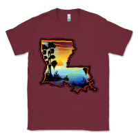 Burgundy louisiana  sunset map Classic Tee - BarkalooDesign