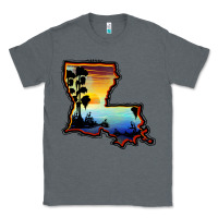 Charcoal Heather louisiana  sunset map Classic Tee - BarkalooDesign