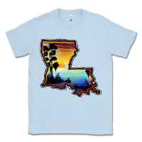 Dusty Blue louisiana  sunset map Classic Tee - BarkalooDesign