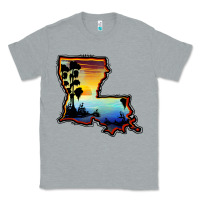 Heather Grey louisiana  sunset map Classic Tee - BarkalooDesign
