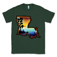 Sports Green louisiana  sunset map Classic Tee - BarkalooDesign