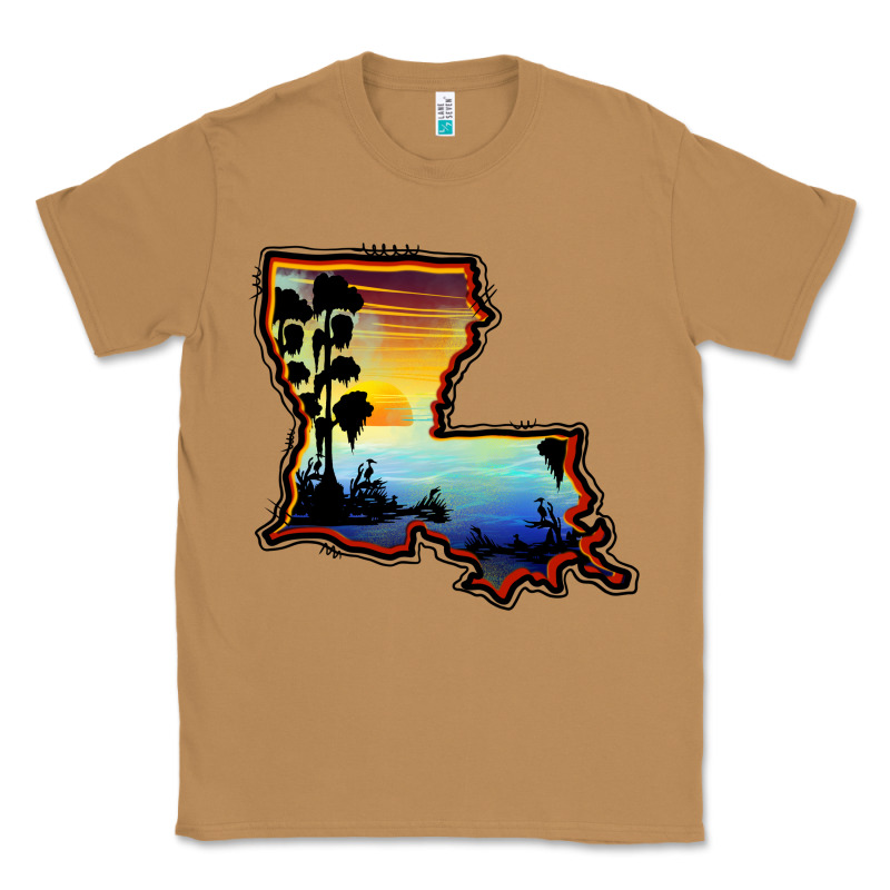 Louisiana  Sunset Map Classic Tee by BarkalooDesign | Teevron