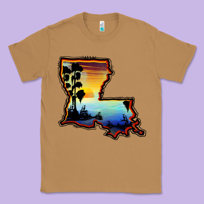 Louisiana  Sunset Map Classic Tee Designed By Barkaloodesign