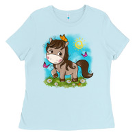 Baby Blue little cute horse Ladies Tee - NancyCooperArtShop