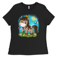Black little cute horse Ladies Tee - NancyCooperArtShop