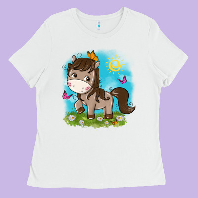 Little Cute Horse Ladies Tee Designed By Nancycooperartshop