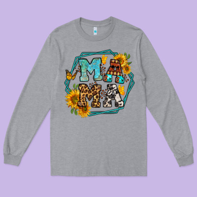 Sunflowers Hexagon Frame Mama Long Sleeve Tee Designed By Jasminsmagicworld