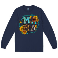 Navy sunflowers hexagon frame mama Long Sleeve Tee - Jasminsmagicworld