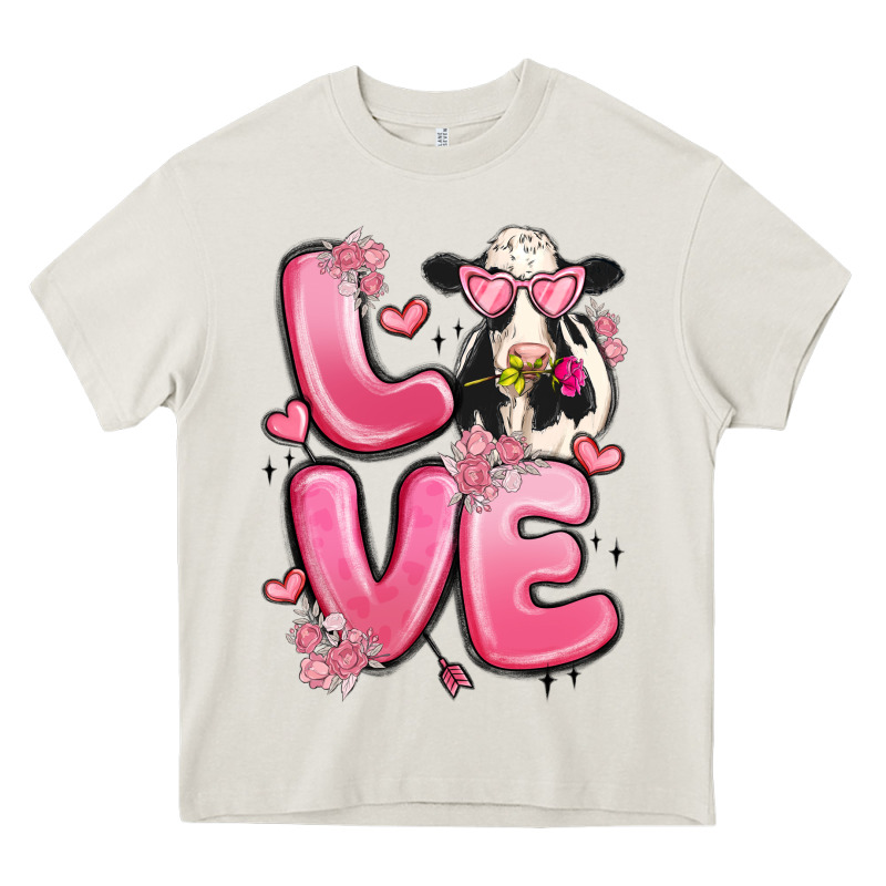 Love Cow Valentine's Day Heavy Core Tee by MaliasSmallBusiness | Teevron