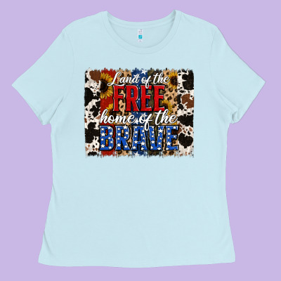 Land Of The Free Home Of The Brave Brushstroke Ladies Tee Designed By Jasminsmagicworld