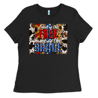 Black Land of the Free Home of the Brave Brushstroke Ladies Tee - Jasminsmagicworld