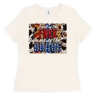 Bone Land of the Free Home of the Brave Brushstroke Ladies Tee - Jasminsmagicworld