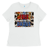 White Land of the Free Home of the Brave Brushstroke Ladies Tee - Jasminsmagicworld