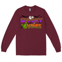 Burgundy Spooky vibes Long Sleeve Tee - NancyCooperArtShop