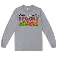 Heather Grey Spooky vibes Long Sleeve Tee - NancyCooperArtShop