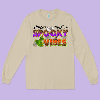 Spooky Vibes Long Sleeve Tee Designed By Nancycooperartshop
