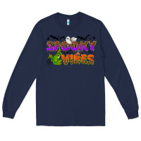 Navy Spooky vibes Long Sleeve Tee - NancyCooperArtShop