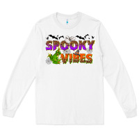 White Spooky vibes Long Sleeve Tee - NancyCooperArtShop