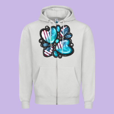 American Gemstone Zipper Hoodie Designed By Fadigitalartstudio