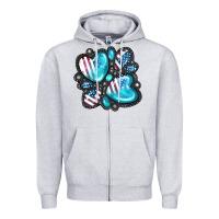Heather Grey American gemstone Zipper Hoodie - FaDigitalArtStudio