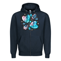 Navy American gemstone Zipper Hoodie - FaDigitalArtStudio