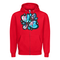 Red American gemstone Zipper Hoodie - FaDigitalArtStudio