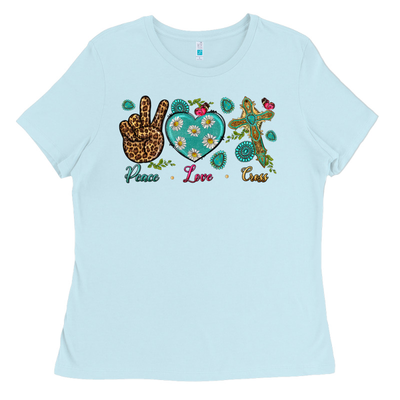 Peace Love Cross Ladies Tee by NancyCooperArtShop | Teevron