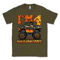 Army Green i'm four this is how i roll monster truck birthday Classic Tee - Jasminsmagicworld