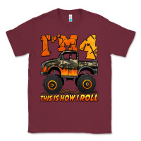 Burgundy i'm four this is how i roll monster truck birthday Classic Tee - Jasminsmagicworld