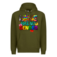 Army Green love has no gender pride Premium Hoodie - FaDigitalArtStudio
