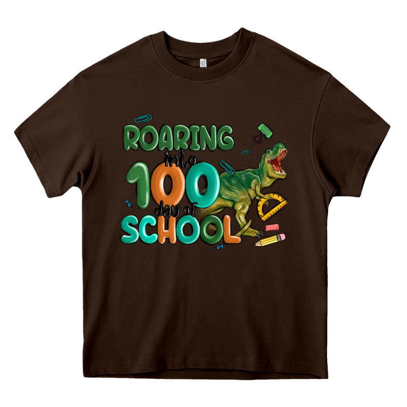 Roaring Into 100 Day Of School Heavy Core Tee by MaliasSmallBusiness | Teevron