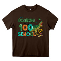 Chocolate Brown roaring into 100 day of school Heavy Core Tee - MaliasSmallBusiness