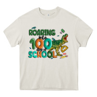 Cream roaring into 100 day of school Heavy Core Tee - MaliasSmallBusiness