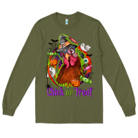 Army Green Chick or treat Halloween Long Sleeve Tee - NancyCooperArtShop