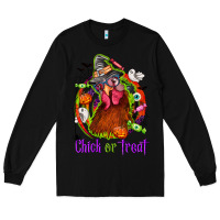 Black Chick or treat Halloween Long Sleeve Tee - NancyCooperArtShop