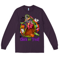Plum Chick or treat Halloween Long Sleeve Tee - NancyCooperArtShop
