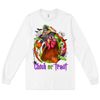 White Chick or treat Halloween Long Sleeve Tee - NancyCooperArtShop
