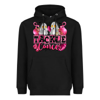 Black tackle cancer with ghosts playing football Heavyweight Hoodie - LillyAllenDesigns