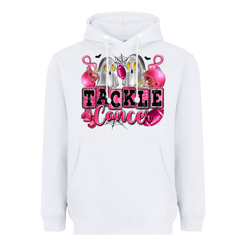 Tackle Cancer With Ghosts Playing Football Heavyweight Hoodie by LillyAllenDesigns | Teevron